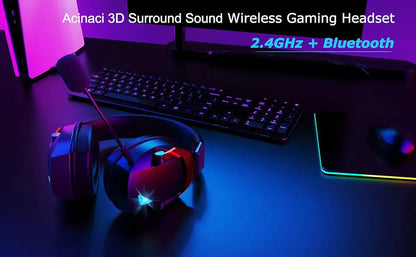 Cuffie gaming wireless con microfono rimovibile a cancellazione del rumore – Wireless 2.4G, Bluetooth 5.3 e connessione cablata 3.5mm per PS5, PC, Xbox e dispositivi mobili