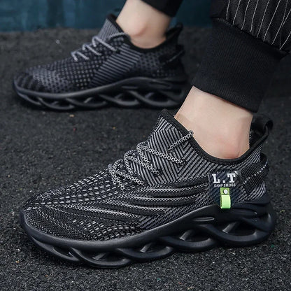 YRZL Men's Sport Shoes Breathable Lightweight Sneakers Outdoor Mesh Black Running Shoes Athletic Jogging Tennis Walking Shoes