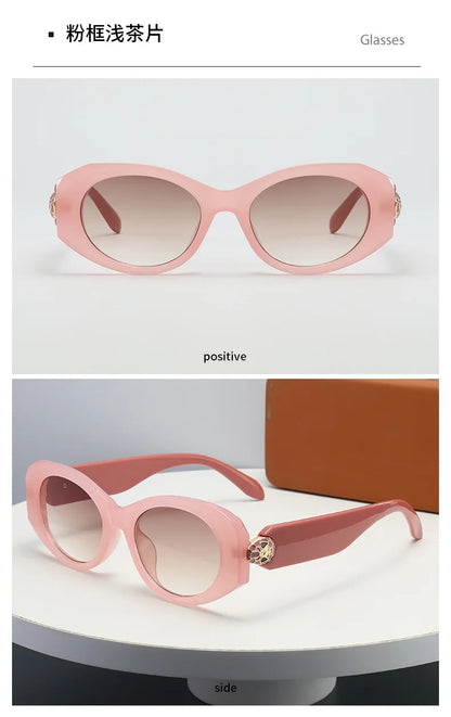 2026 New Oval-Shaped Sunglasses with a European and American Style, Featuring a Unique Metal Snake Head Design, Cross-Border Fashion Versatile Sunglasses for Women with a High-End Feel