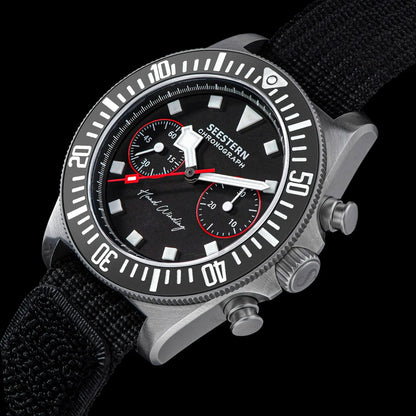 SEESTERN Chronograph Man's Watch Mechanical Tianjin ST1901 Movement Sapphire Wristwatches Nylon Sticker Strap Luminous Skeleton