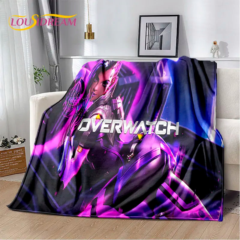 Overwatch Game Gamer DVA Reaper mekana plišana deka, flanelska deka za dnevni boravak, spavaću sobu, krevet, kauč, piknik, djecu, 3D