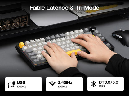 ISO-FR Layout EPOMAKER X AJAZZ AK820 PRO 75% AZERTY French Hot-Swap Wired/BT/2.4GHz Wireless Mechanical Keyboard for Win/Mac/PC