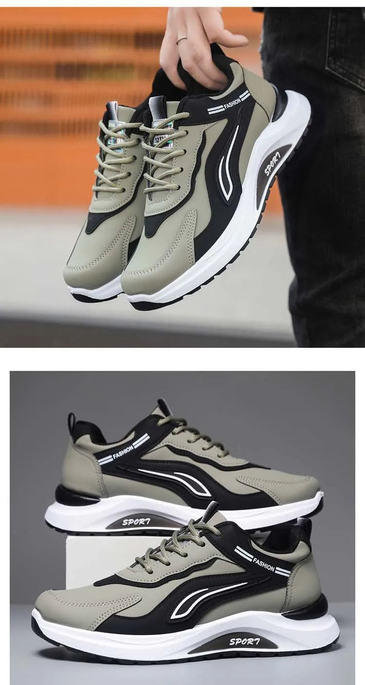 Pantofi sport casual pentru bărbați, stil coreean modern, cu șireturi, confortabili și respirabili, cu talpă groasă, pentru alergare