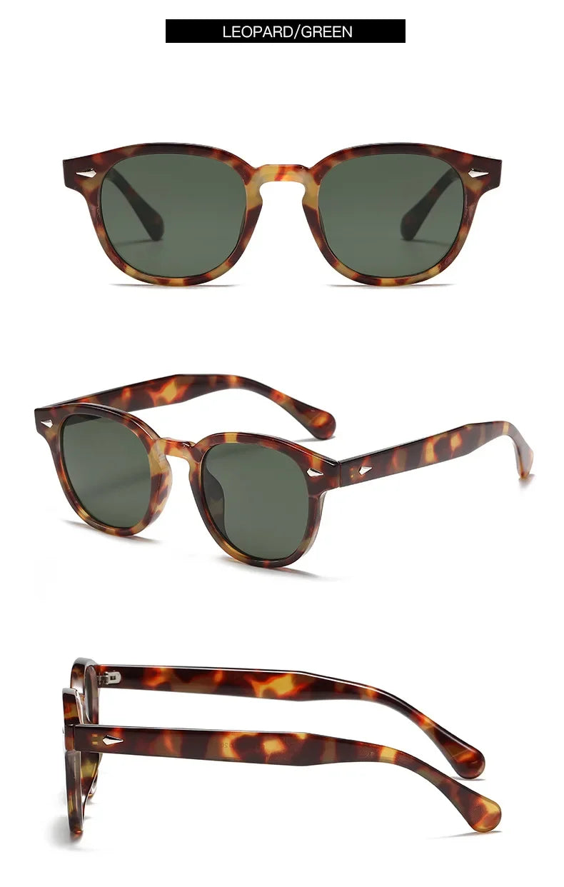 JNPCXI New Retro Round Sunglasses Women Yellow Fashion Rivets Decoration Shades UV400 Men Punk Sun Glasses