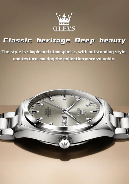 OLEVS Wristwatches Silver Gray Dial Automatic Mechanic Wrist Watch for Men Casual Sports Clock with Luminous relogios masculino