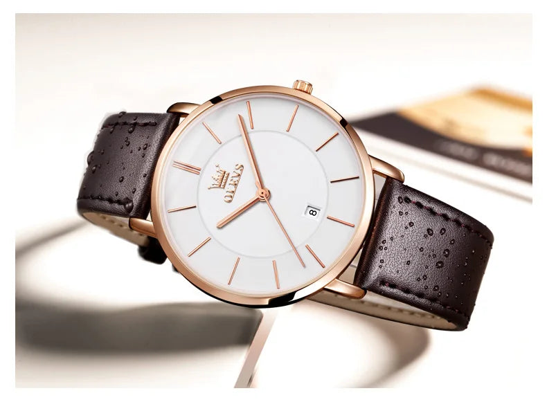 OLEVS 5869 Men's Watch Japan Quartz Movement Thin Case Fashion Waterproof Watch For Men Calendar Simple Original Male Wristwatch