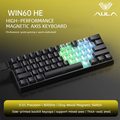 AULA WIN60 HE Magnetic  Keyboard Wired Trigger 8K Return Esports Gamer Customize RGB Mechanical Gaming Keyboard
