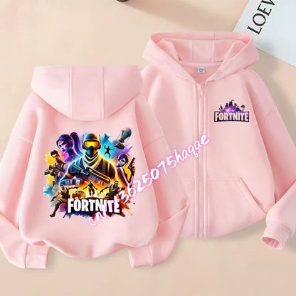 Fortnites Kinder-Kapuzenjacken mit Reißverschluss Anime Fortress Night Sweatshirts Game Frühling Herbst Hoodies Sportbekleidung Kinderkleidung Geschenk