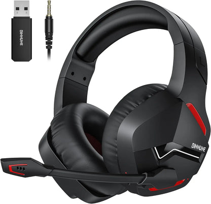Casque de jeu sans fil double BINNUNE avec micro pour PC PS4 PS5, casque de jeu Bluetooth pour ordinateur portable, écouteurs de jeu