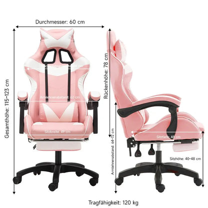 Ergonomic gaming chair, office chair, height adjustable,PU leather computer chair, with headrest and lumbar support, 360° swivel