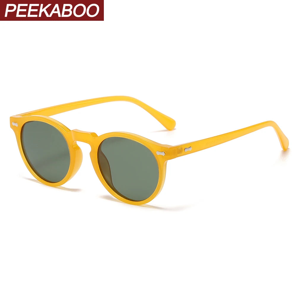 Peekaboo polarized sunglasses for men korean fashion driving round sun glasses for women uv400 green brown summer accessories