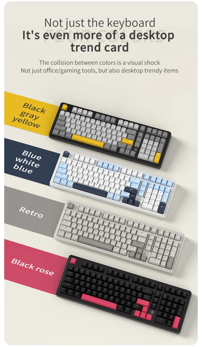 AJAZZ AK980 Wired Mechanical Keyboard Hot Swap Gasket RGB Low Noise Ergonomics Office Gaming Keyboard Customized PC Accessories