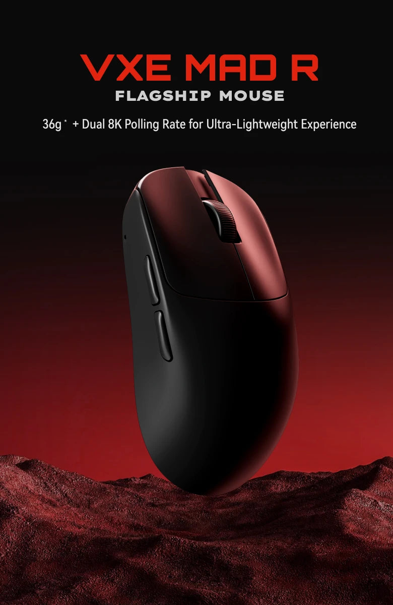 ATK VXE MAD R MAJOR Gaming Mouse Wireless 8K, PAW3950/3395 Sensor, Ultra-Lightweight Ergonomic Gaming Mouse, Dual-Mode RGB Gaming Mouse