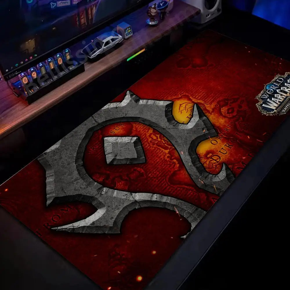 Natural Horde Alliance podloga za miško iz gume, velika podloga za računalniško mizo in tipkovnico, HD World of Warcraft igralna podloga za miško s hitrim zapiranjem robov