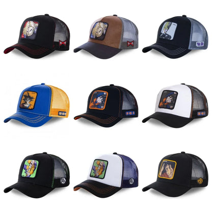 Dragon Ball Son Goku -lippalakki, baseball-lippalakki, kesälippalakki, miesten brodeerattu hip-hop-aurinkolippalakki, säädettävä trucker-lippalakki, verkkokangaslippalakki