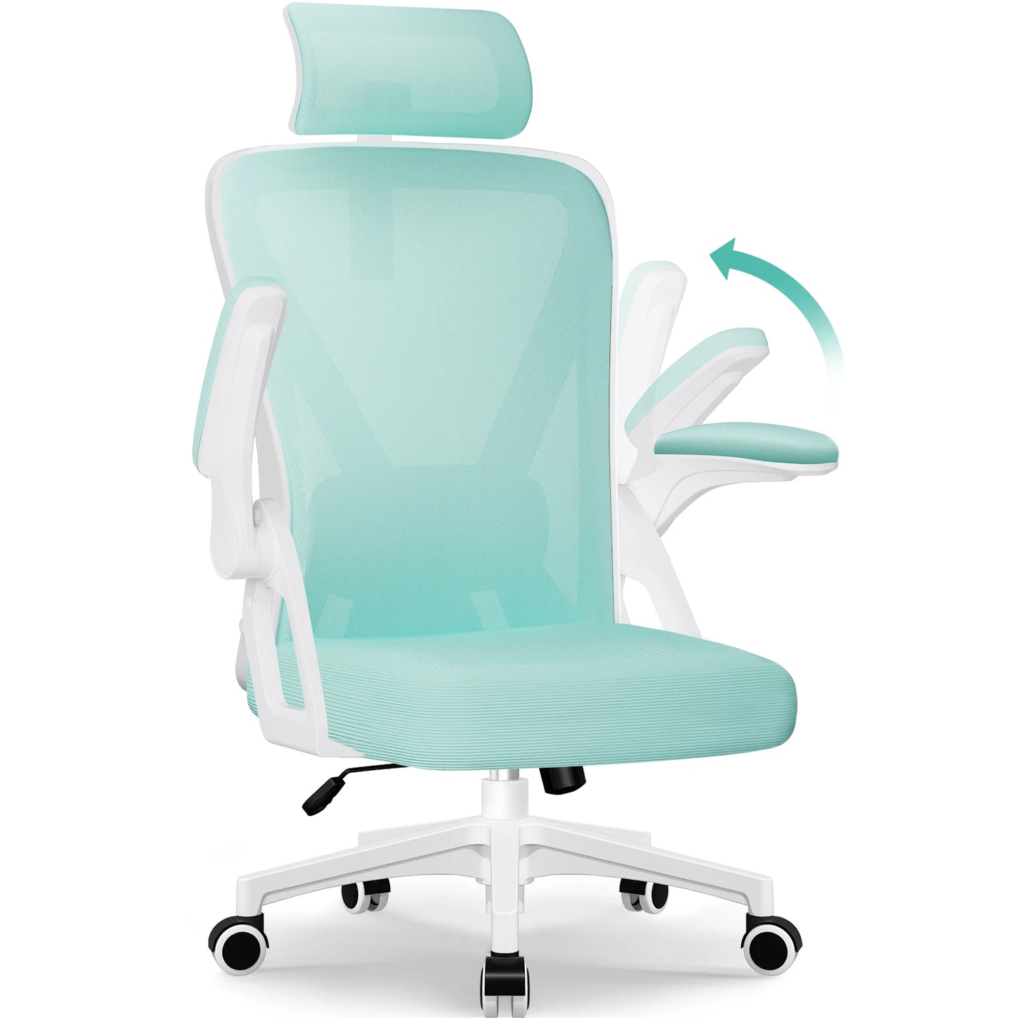 Ergonomic Office Chair with Adjustable Lumbar Support, Reclining Computer Desk Chair 90°-135°, Adjustable Headrest & Flip-Up Armrests