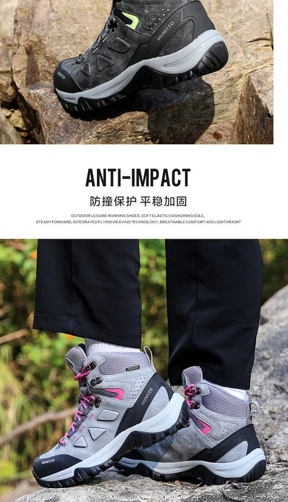 Zapatos de senderismo HUMTTO, botas de caza impermeables para hombre, botas tácticas de combate para desierto hasta el tobillo, botas de trekking para hombre y mujer, zapatillas cálidas de cuero