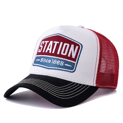 Hot Sale Unisex Baseball Cap Classic STATION Letter Pattern Mesh Cap Men And Women Breathable Streetwear Summer Trucker Hat