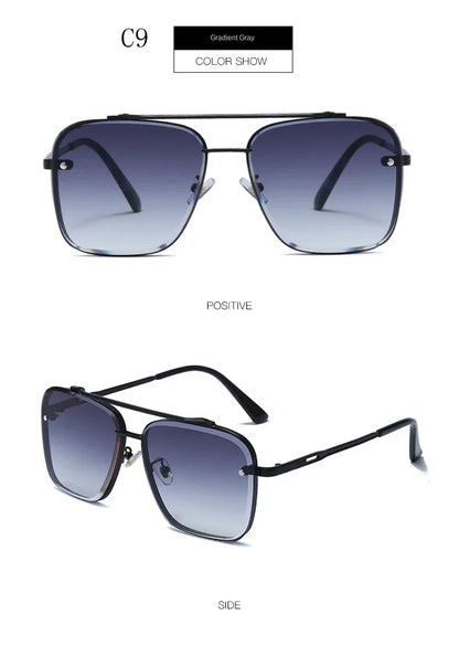 New Metal Square Gradient Sunglasses Fashionable Men Women Luxury Sunglasses Outdoor Sports Driving Fishing Goggles UV400