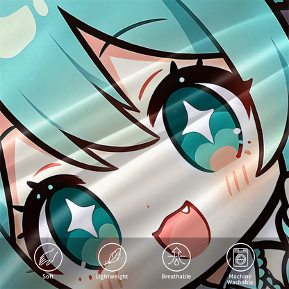 Komplet posteljnine Hatsune Miku v slogu chibi – simpatična anime posteljnina z vzglavniki za igralno sobo, dekoracija za otroško in najstniško spalnico, darilo za oboževalce