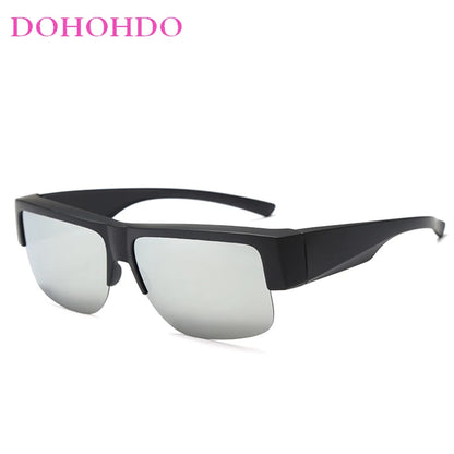 Men For Polarized Sunglasses Myopia Wear Over Prescription Glasses Photochromic Black Lens Half Frame Glasses Vintage Eyewear