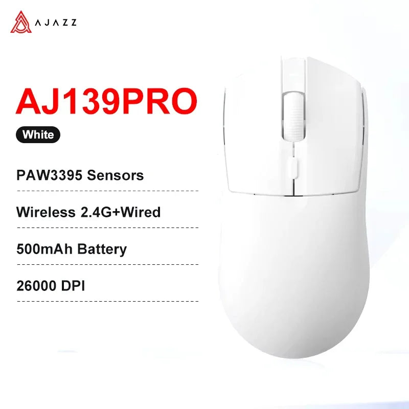 Безжична геймърска мишка AJAZZ AJ139 V2 MC/AJ139 PRO със сензор PAW3311/PAW3395, 12000DPI/26000DPI, 500mAh, Bluetooth мишка за PC