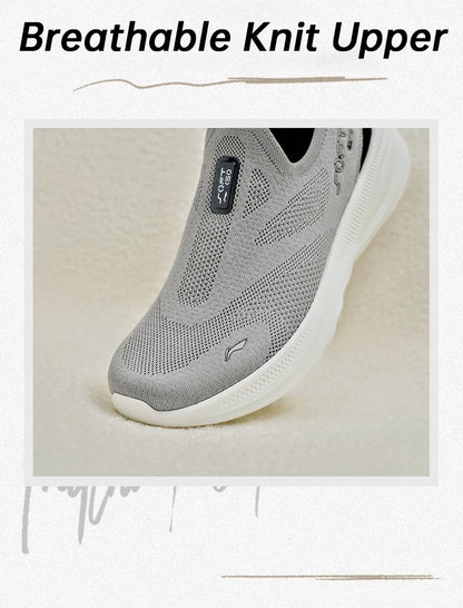 Pánske nazúvacie voľnočasové vychádzkové topánky Li-Ning SOFT GO 2 KNIT – tlmené, pohodlné a stabilné sieťované športové tenisky LiNing na beh a každodenné nosenie AGLV017