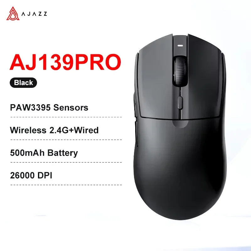Безжична геймърска мишка AJAZZ AJ139 V2 MC/AJ139 PRO със сензор PAW3311/PAW3395, 12000DPI/26000DPI, 500mAh, Bluetooth мишка за PC