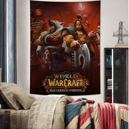 Priljubljena igra World of Warcraft, velika stenska tapiserija s potiskom, poceni hipijevska stenska dekoracija, boemske stenske tapiserije, mandala, dekoracija za dom