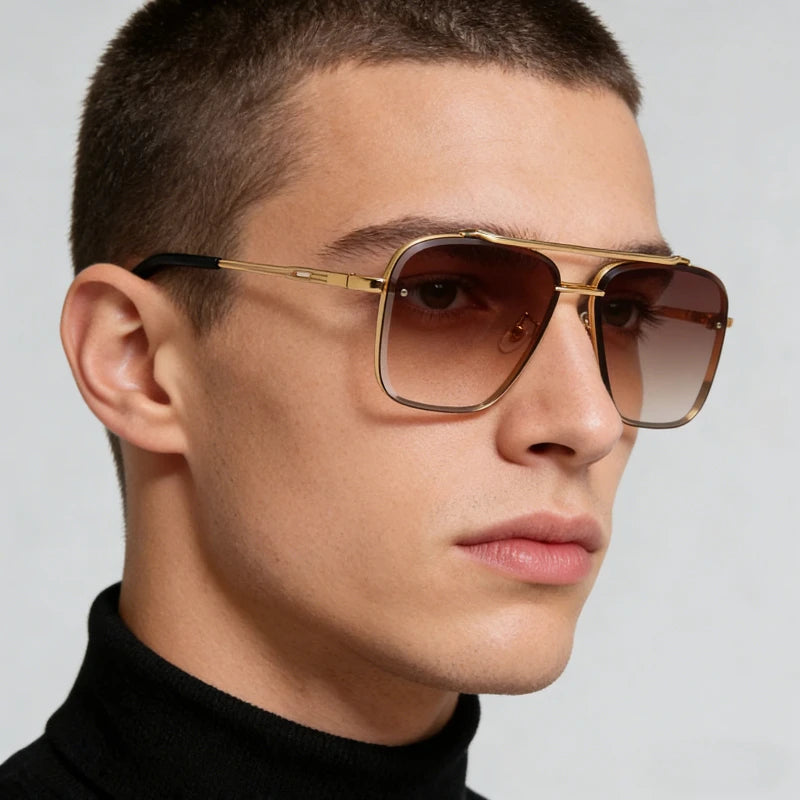 New Metal Square Gradient Sunglasses Fashionable Men Women Luxury Sunglasses Outdoor Sports Driving Fishing Goggles UV400