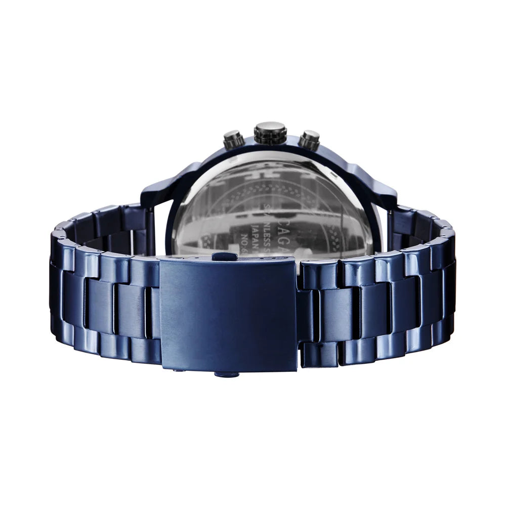 Mens Watches Top Brand Luxury Steel Band Dual Time Watch for Men Large Dial Quartz Wristwatches Relogio Masculino Drop Shipping