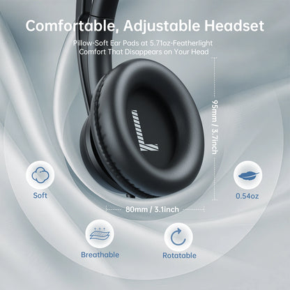 EKSA H8 Professional Office Headset with ENC Noise Cancelling Microphone – USB-A, USB-C & 3.5mm Wired Headphones for PC, Laptop & Mobile Phone