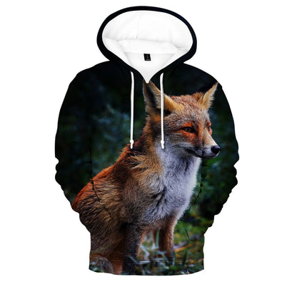 Populära hiphop-hoodies med ny 3D-rävprint, bekväma sweatshirts för män/kvinnor och vuxna/barn, avslappnade pullovers