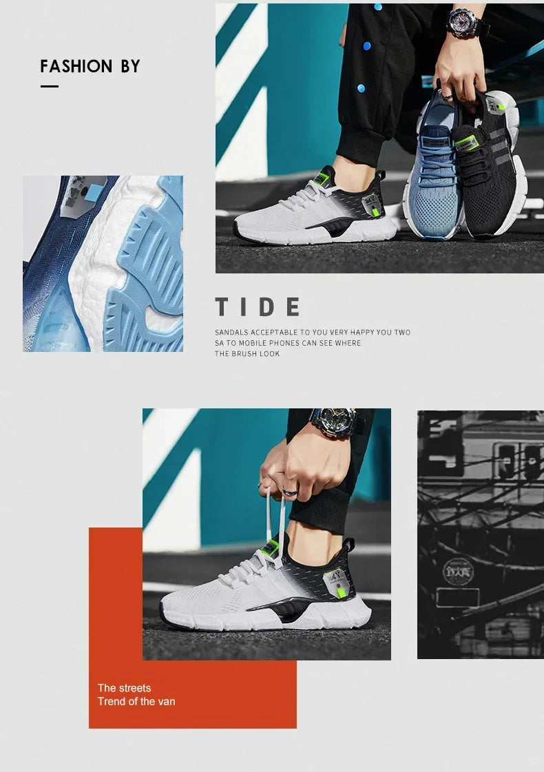 New Fashion Runnning Sport Shoes Men Sneakers Lightweight Breathable Mesh Comfortable Men's Casual Shoes Outdoor Jogging Zapatos
