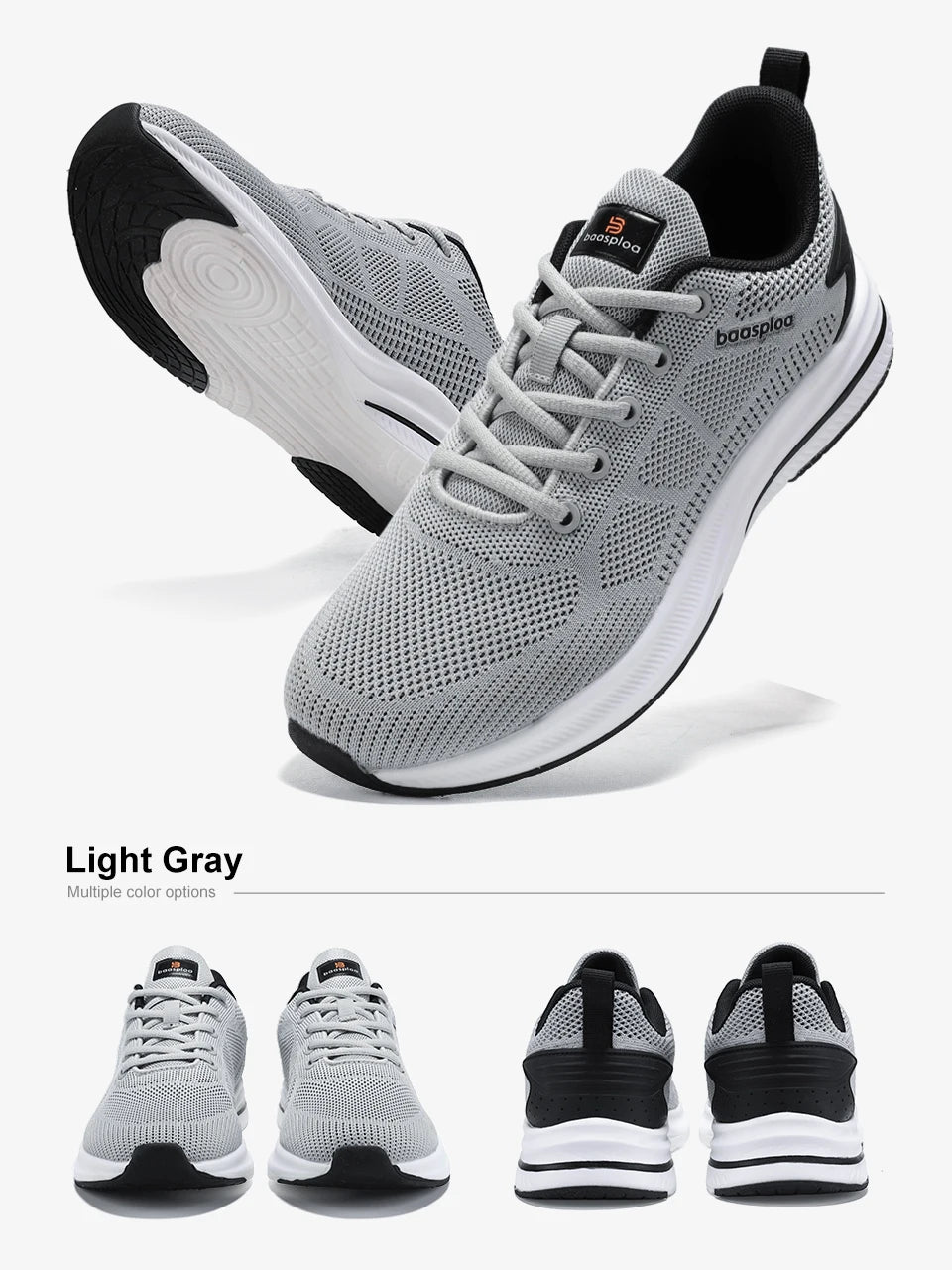 Baasploa Running Shoes Men's New Casual Lightweight Designer Mesh Sneakers Male Outdoor Breathable Lace-Up Sports Walking Shoes