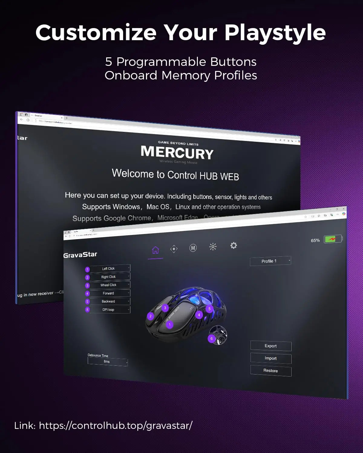 GravaStar Mercury X bežični gaming miš – senzor PAW 3950 od 32,000 DPI, brzina osvježavanja 1000Hz, samo 49g, šuplji okvir od magnezijske legure