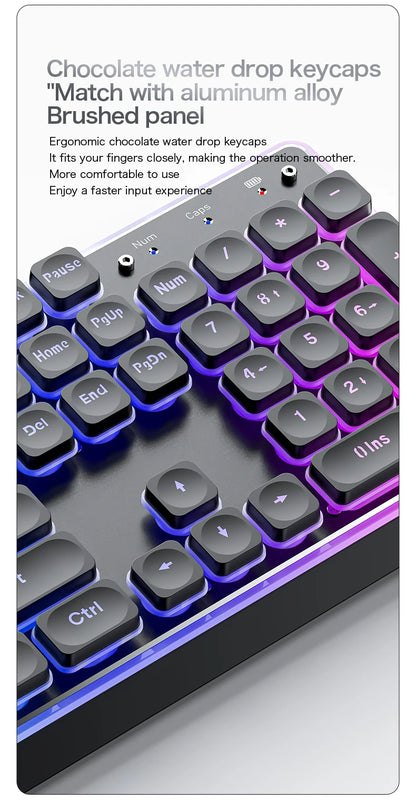 Freewolf M104 Tri-Mode Wireless Keyboard RGB 104 Keys Ultra Slim Quiet Membrane 4000mAh Large Battery for Office&Home