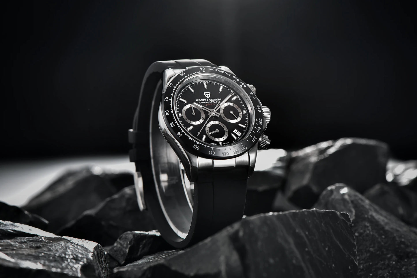 PAGANI DESIGN 1664 Luxury Automatic Mechanical Men's Watch VK63 movement AR Sapphire Crystal Rubber 100m Waterproof Men's Watch