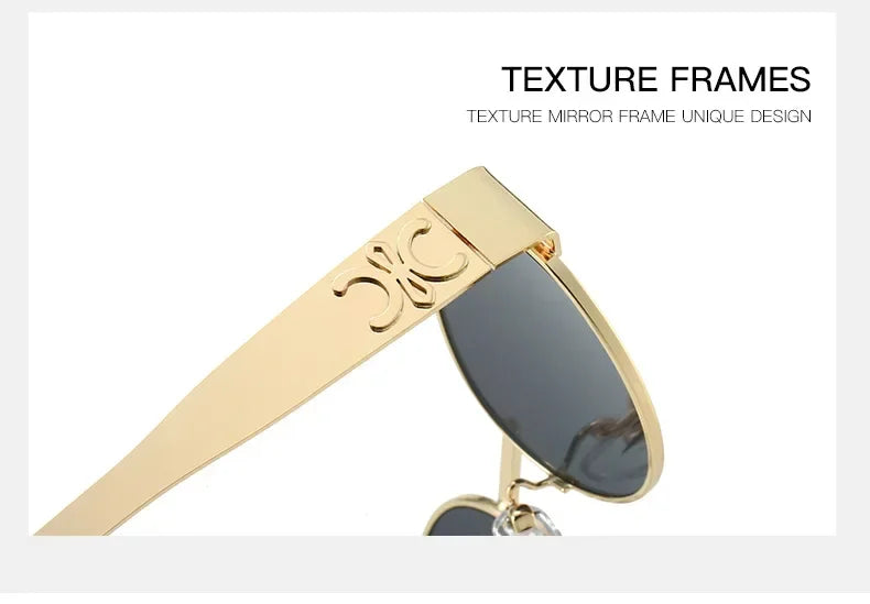 Unisex Luxury Metal Sunglasses Designer Fashion Oval Eyewear Shades UV400 Stylish Sun Glasses for Men And Women
