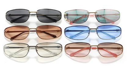 Oval Frameless Y2K Luxury Sunglasses Brand Design High-end Styling Punk Sunglasses Outdoor Retro Personality Sunglasses Women