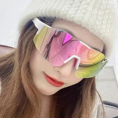 New Cycling Sunglasses Large Frame UV400 Shades UV Protection Outdoor Sports Windproof Anti-Ultraviolet Hiking Climbing Goggles