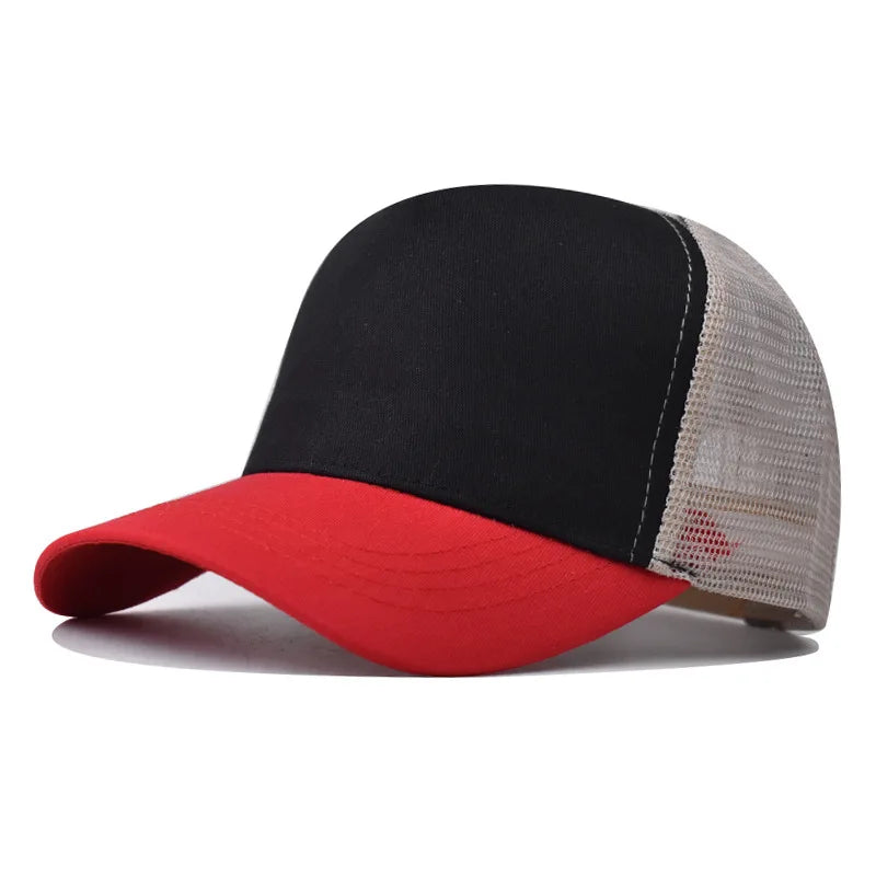 New 5 Pane Mesh Baseball Cap Adult Hip Hop Curved Snapback Hats Summer Sunshade Sun Hat Simple Trucker Cap Advertising