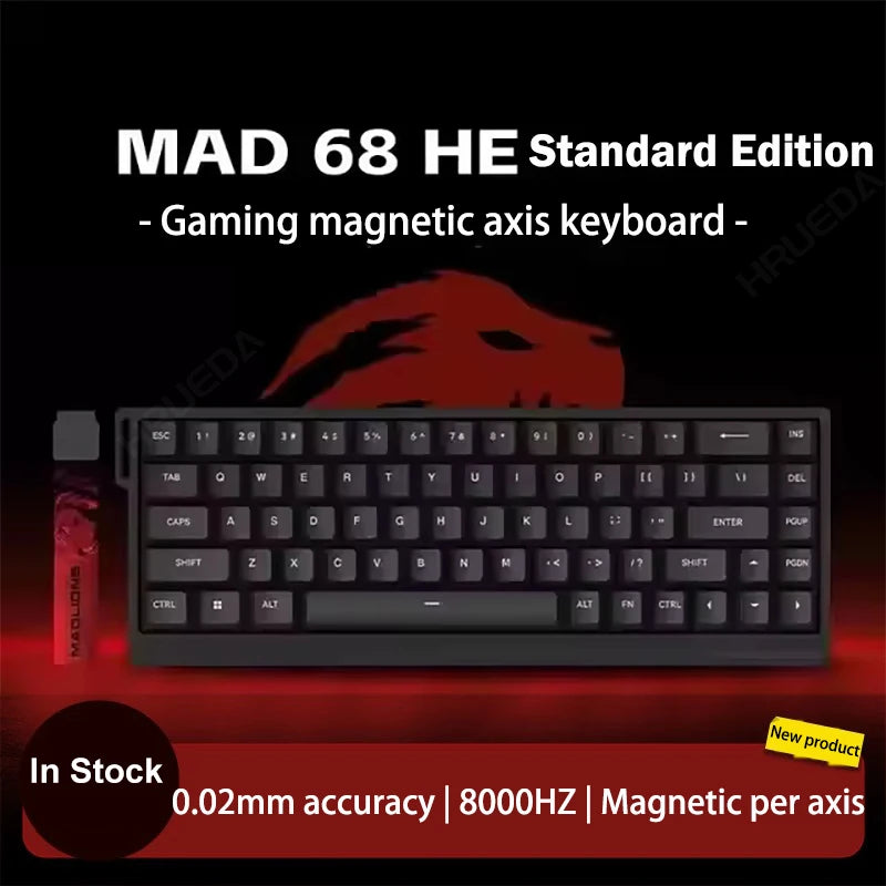 MADLIONS Mad 60he Mad60HE Mad 68HE Teclado mecánico para gaming personalizado con interruptor magnético, cableado, hot swap y tasa de sondeo de 8K