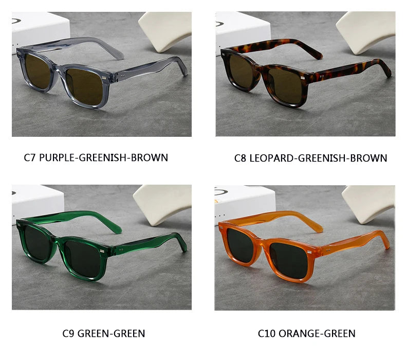 Men's Thick Framed Retro Brown Sunglasses Narrow Framed Hip-hop Style Rapper Eyewear Vacation Sunglasses UV400