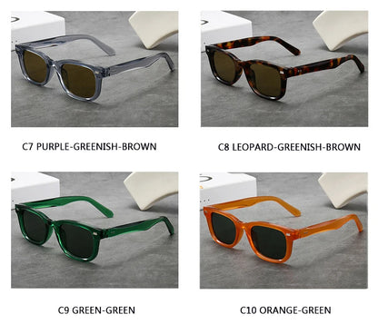 Men's Thick Framed Retro Brown Sunglasses Narrow Framed Hip-hop Style Rapper Eyewear Vacation Sunglasses UV400