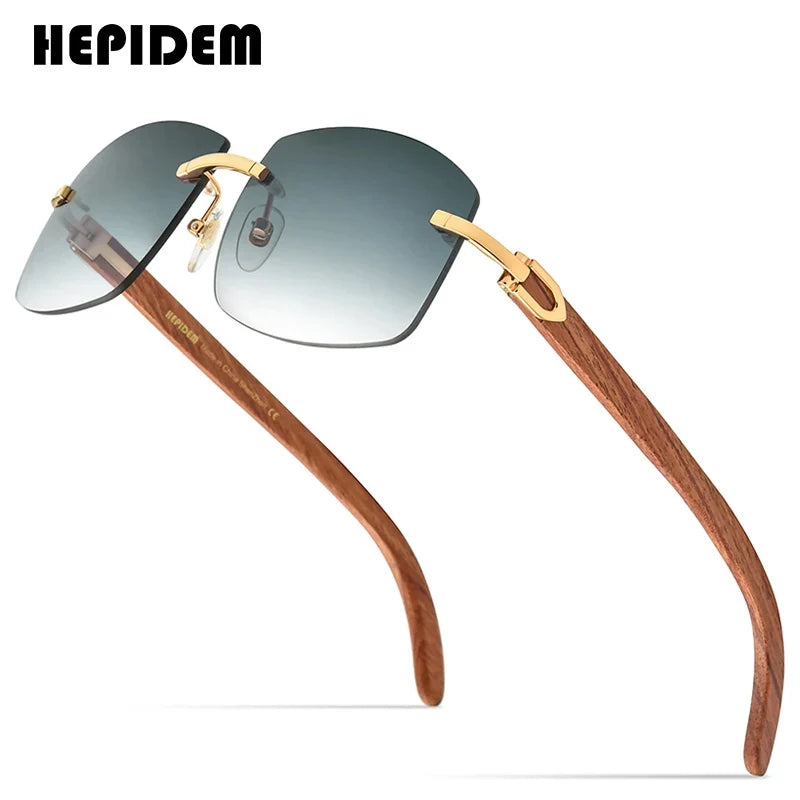 HEPIDEM Buffalo Horn Glasses Men Famous Brand Design Rimless Sunglasses Women Luxury Eyewear Horn-Rim Frameless Buffs Eyeglasses