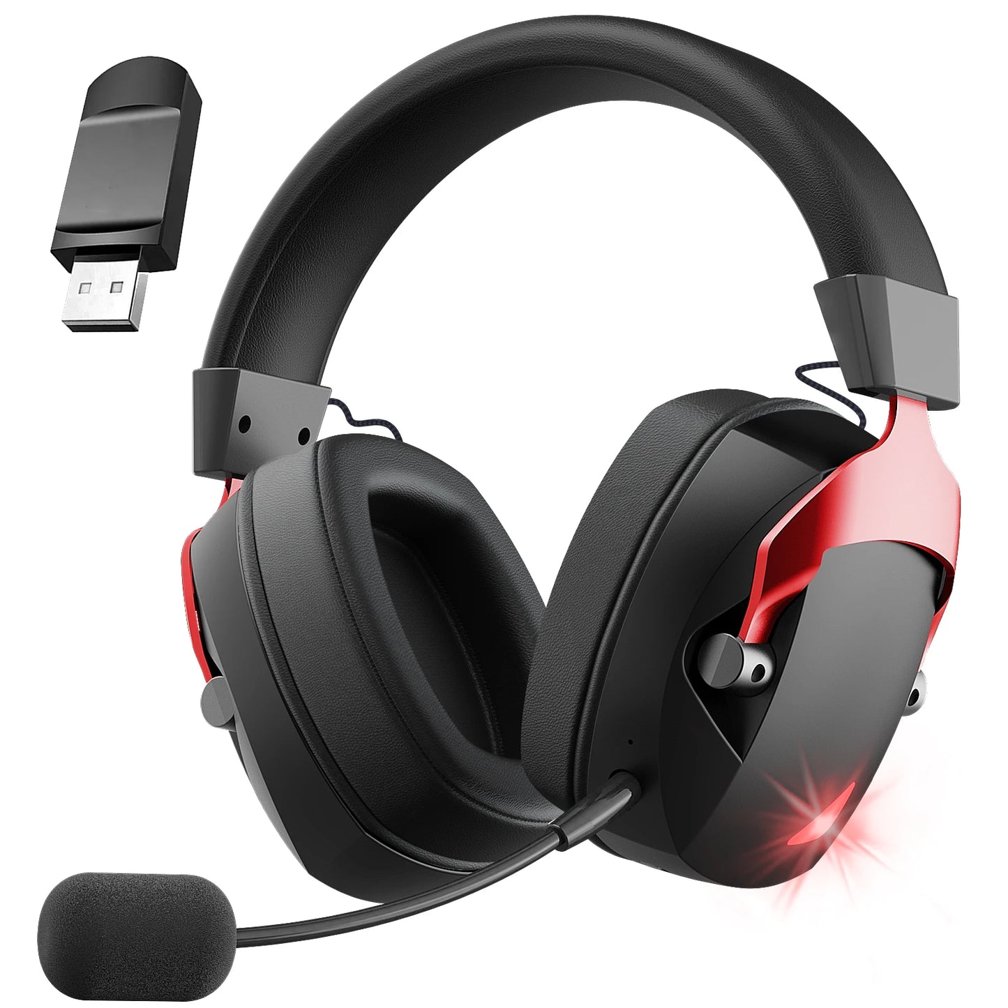 Cuffie gaming wireless con microfono rimovibile a cancellazione del rumore – Wireless 2.4G, Bluetooth 5.3 e connessione cablata 3.5mm per PS5, PC, Xbox e dispositivi mobili
