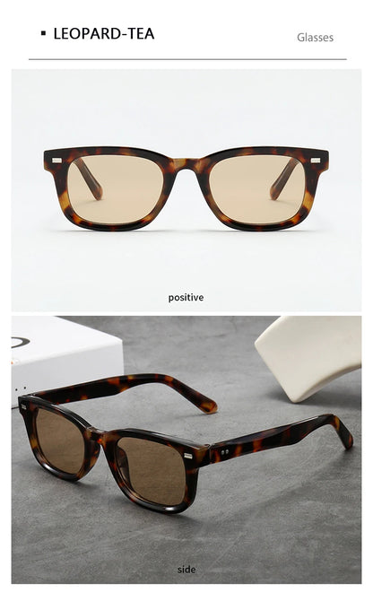 Men's Thick Framed Retro Brown Sunglasses Narrow Framed Hip-hop Style Rapper Eyewear Vacation Sunglasses UV400