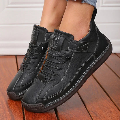 Handmade Leather Women’s Loafers Casual Comfortable Soft-Soled High-Quality Motorcycle Boots Fashionable British Tennis Nude Boots