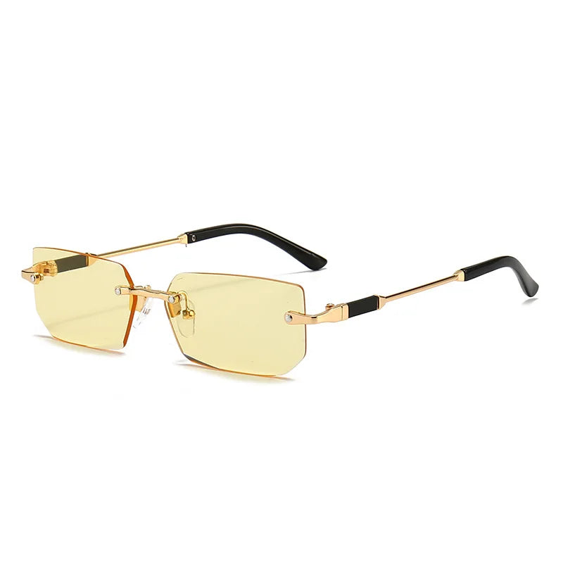 Fashion Rimless Rectangle Sunglasses Popular Women Men Shades Small Square Sun Glasses For Female Male Summer Traveling